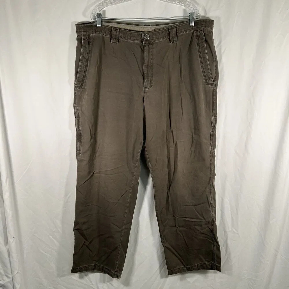 Columbia Pants Men's 42x32 Green Denim Cargo Zip Pockets 100% Cotton